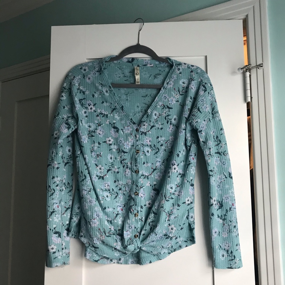 Waffle knit tie top🌷